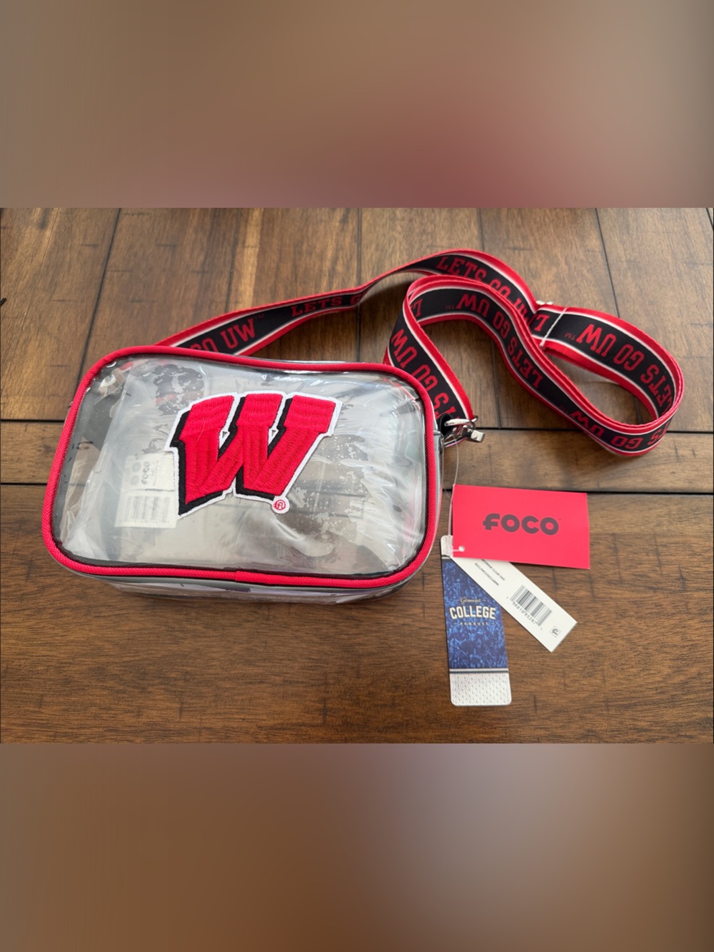 College WISCONSIN Clear Crossbody Bag Collegiate FOCO NWT Purse Badgers